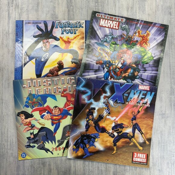 Marvel Fanastic 4 X-Men Justice League 4 Calenders Unused 2003 2004 2005 Vintage - Picture 1 of 16